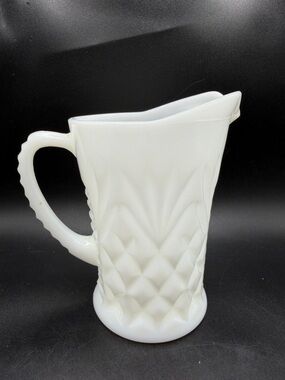 Fire King White Milk Glass Diamond Pattern Pitcher